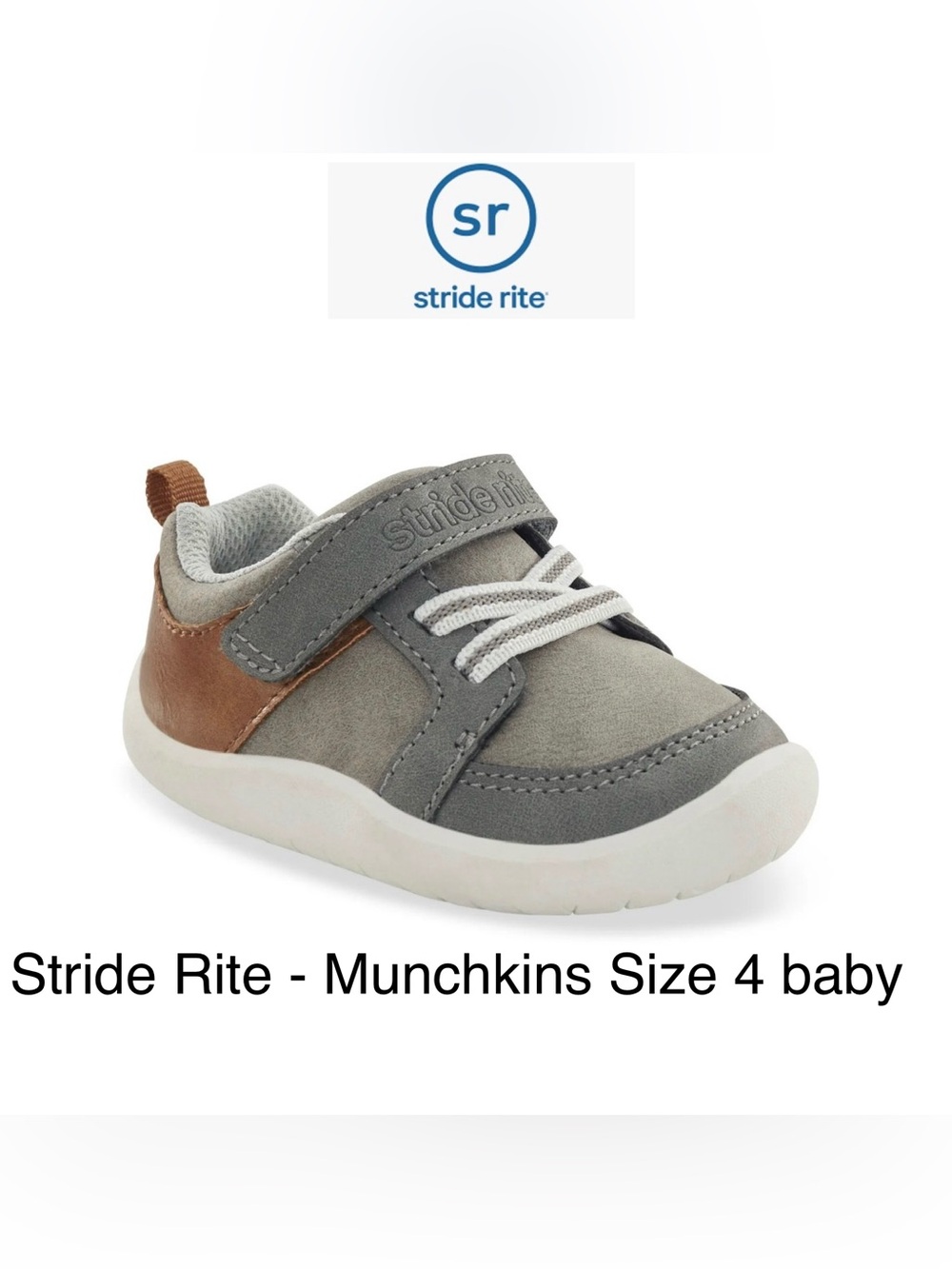 5/$30 Stride Rite Gray & Brown Munchkins Toddler Sneaker Made for walking 4 NWT